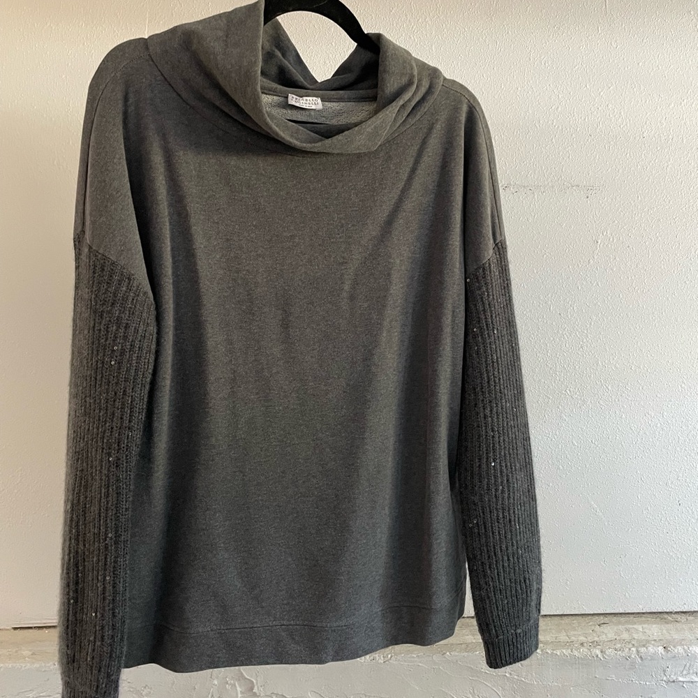 Brunello Cucinelli Sequin Sleeve Sweater